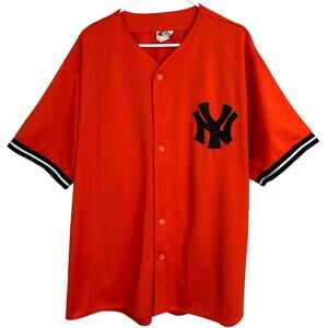 Vintage 90’s A Plus Collection Made In USA New York Yankees Orange Black Jersey